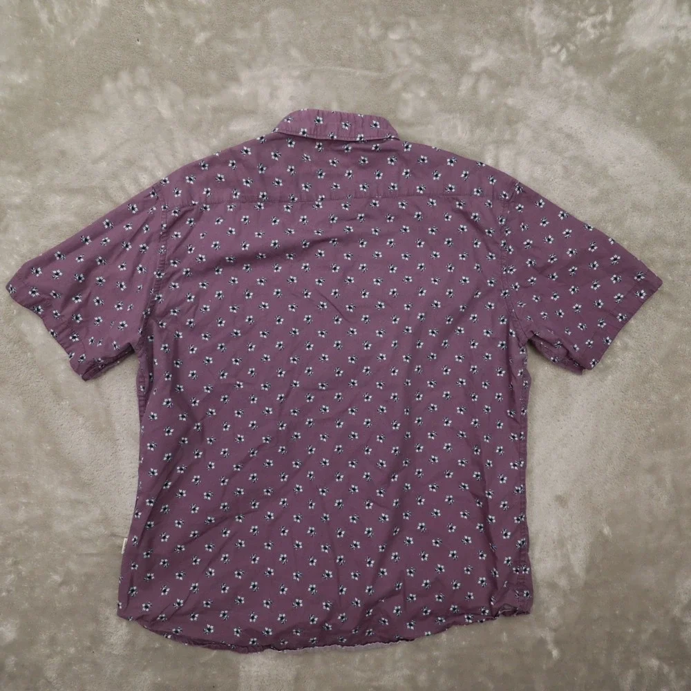 7 Diamonds Purple Floral Short Sleeve Button Up Shirt Men's XL Cotton Preppy
